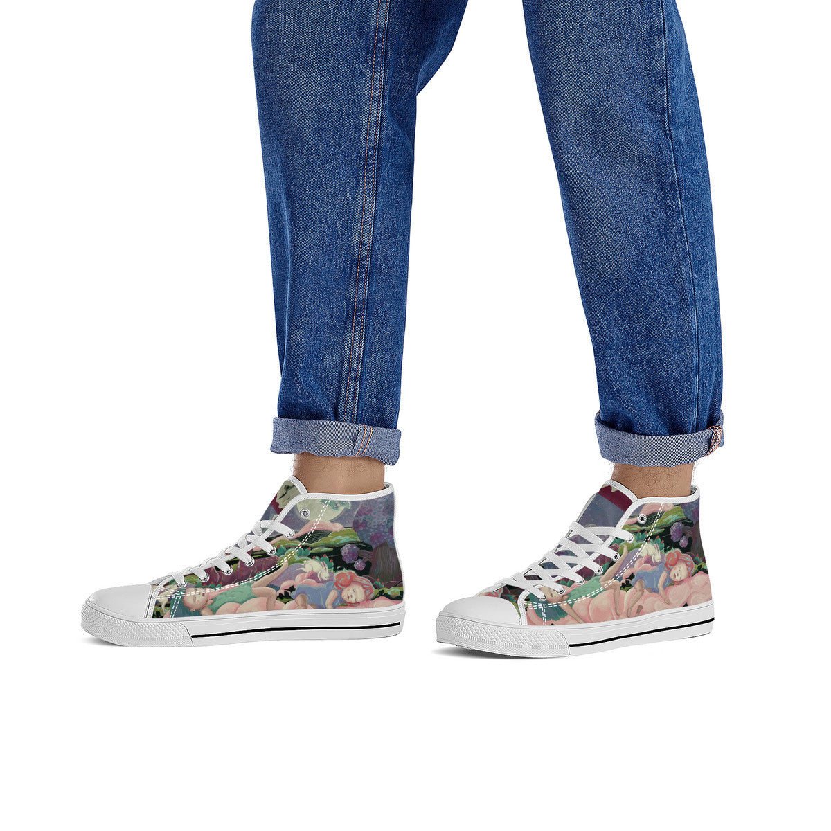 FWS High-Top Canvas Shoes With Customized Tongue - White